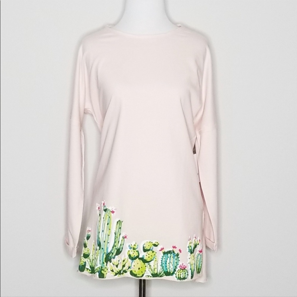 Crown & Ivy pink Cactus Knit Shirt Sz S